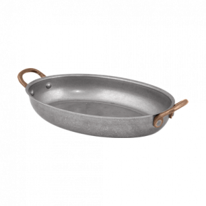 Antique Oval Fry Pan with 2 Side Brass Handles -20.75 x 15.75 cm – 700 ml
